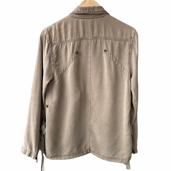 Pam & Gela Jacket Coat Utility Cargo Green Tie Detail Zip Preppy Casual Sz Small - Picture 4 of 10